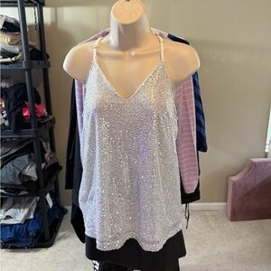 Elegant Silver Sequin Camisole